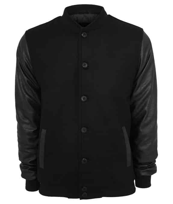 Wool Leather Button Jacket black-black 2